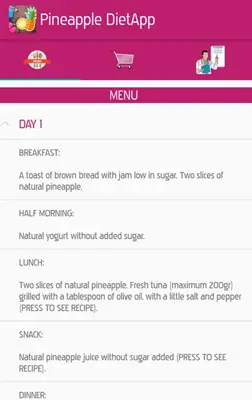 Pineapple DietApp - How to lose weight fast! android App screenshot 1